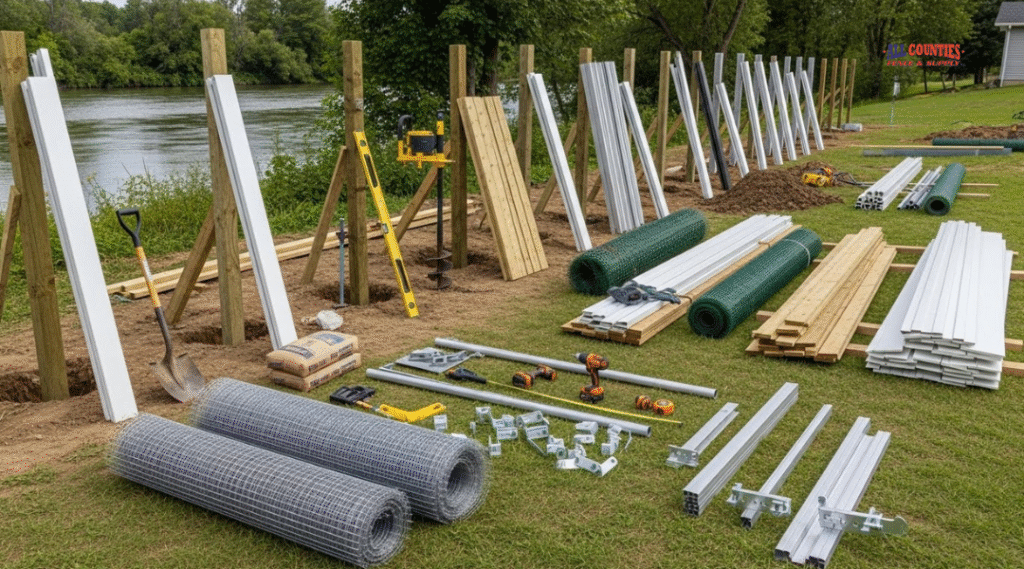 Fence installation materials and varying terrain that affect project costs in Riverside.